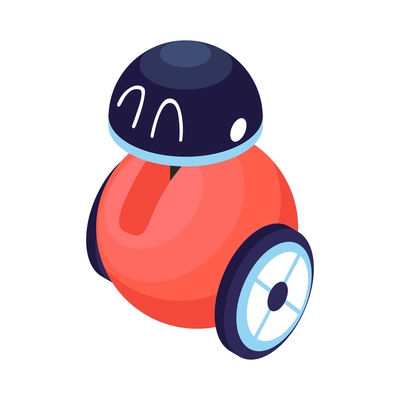 Isometric technologies of future composition with isolated image of toy robot with wheels vector illustration