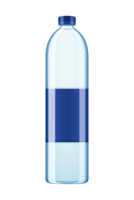 Realistic mineral water bottle composition with isolated image of plastic water bottle on blank background vector illustration