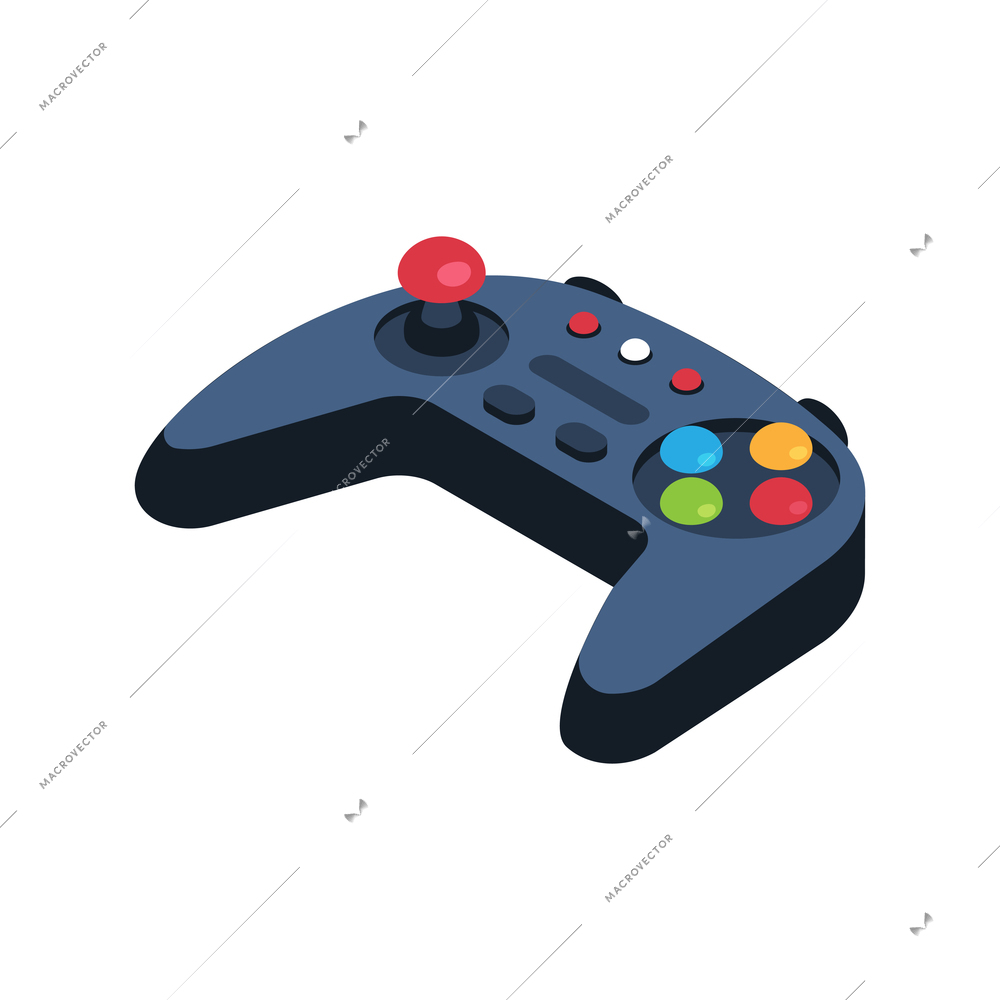 Isometric video game composition with isolated image of gaming controller on blank background vector illustration