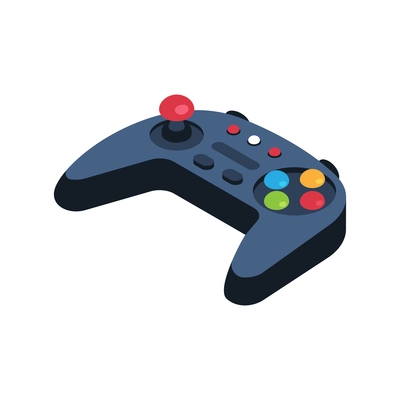 Isometric video game composition with isolated image of gaming controller on blank background vector illustration