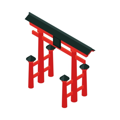 Isometric japan travel tourism composition with isolated image of torri gate on blank background vector illustration