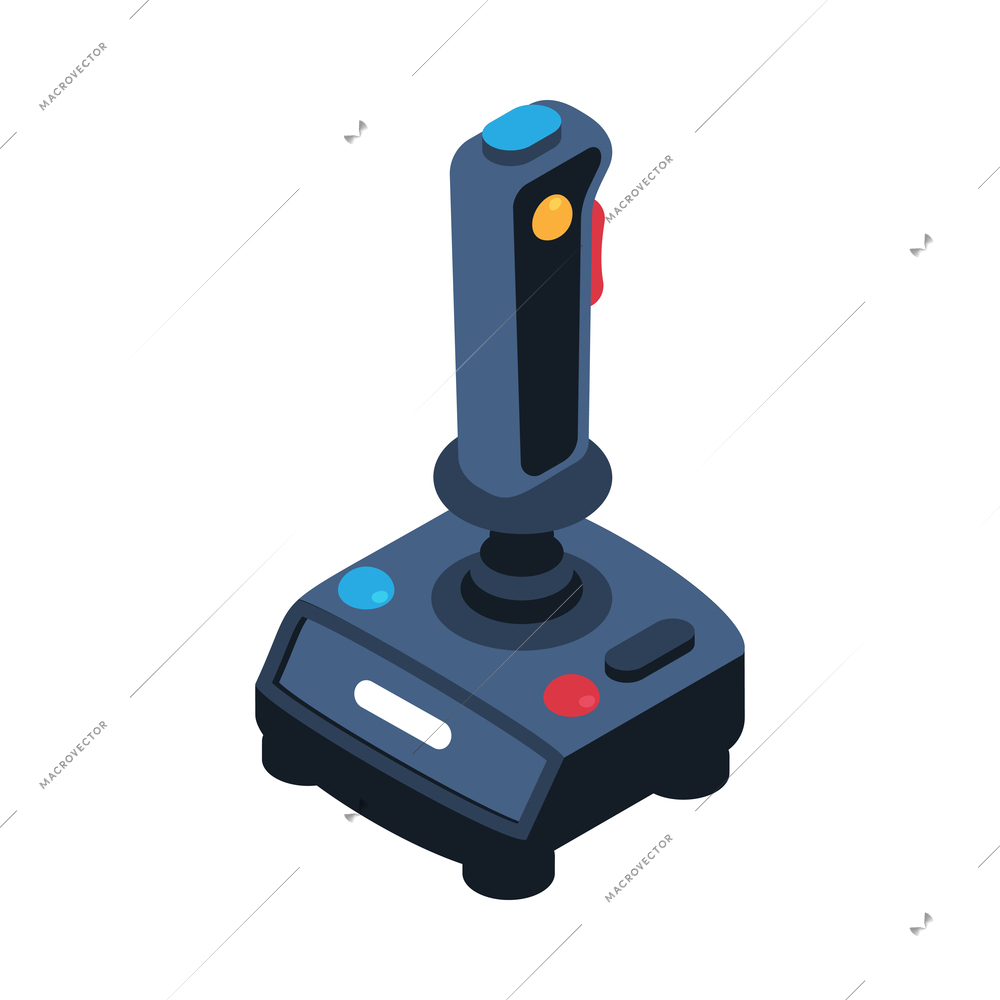 Isometric video game composition with isolated image of gaming joystick on blank background vector illustration