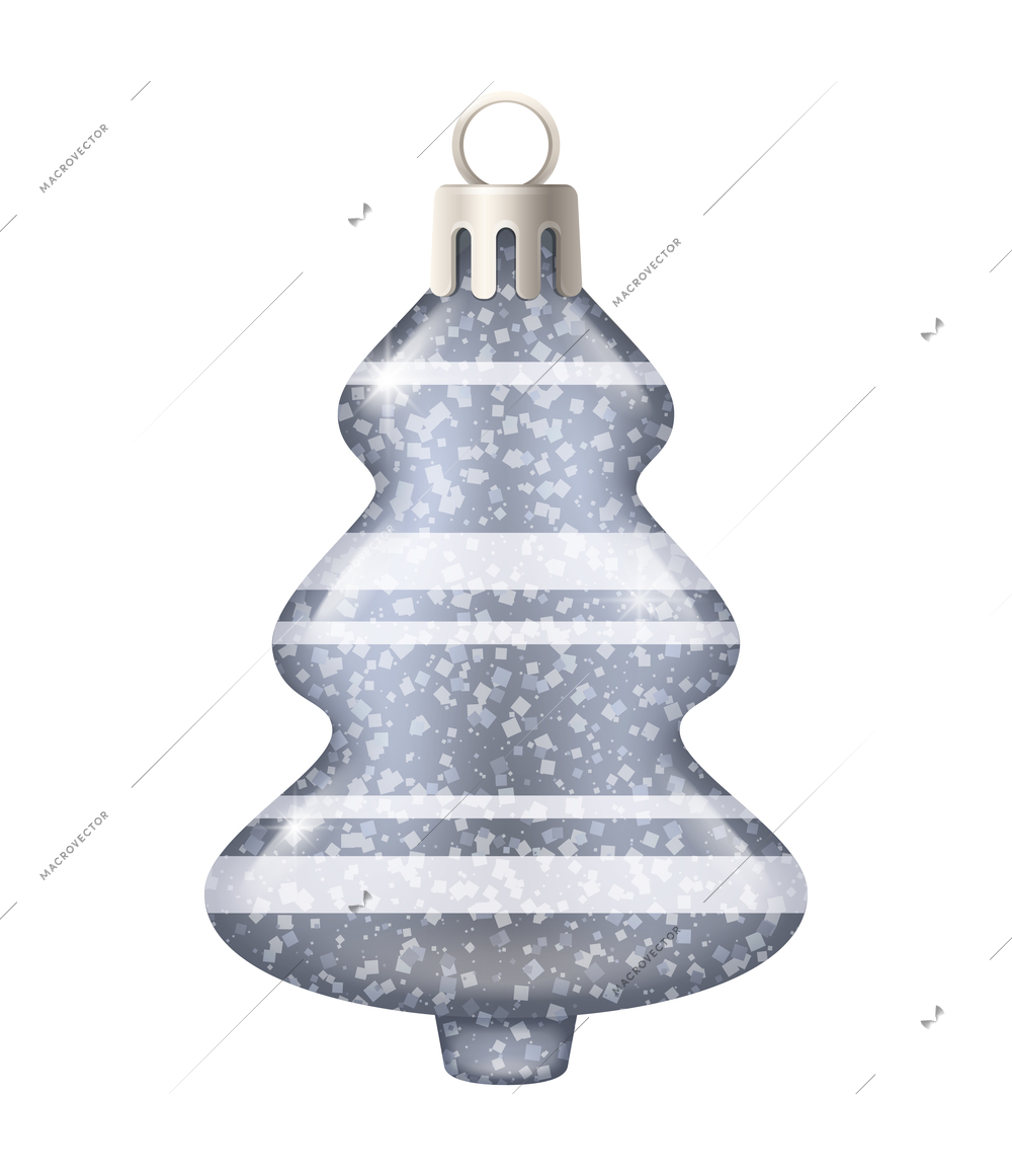 Realistic christmas tree toy composition with new year tree shaped christmas ornament vector illustration