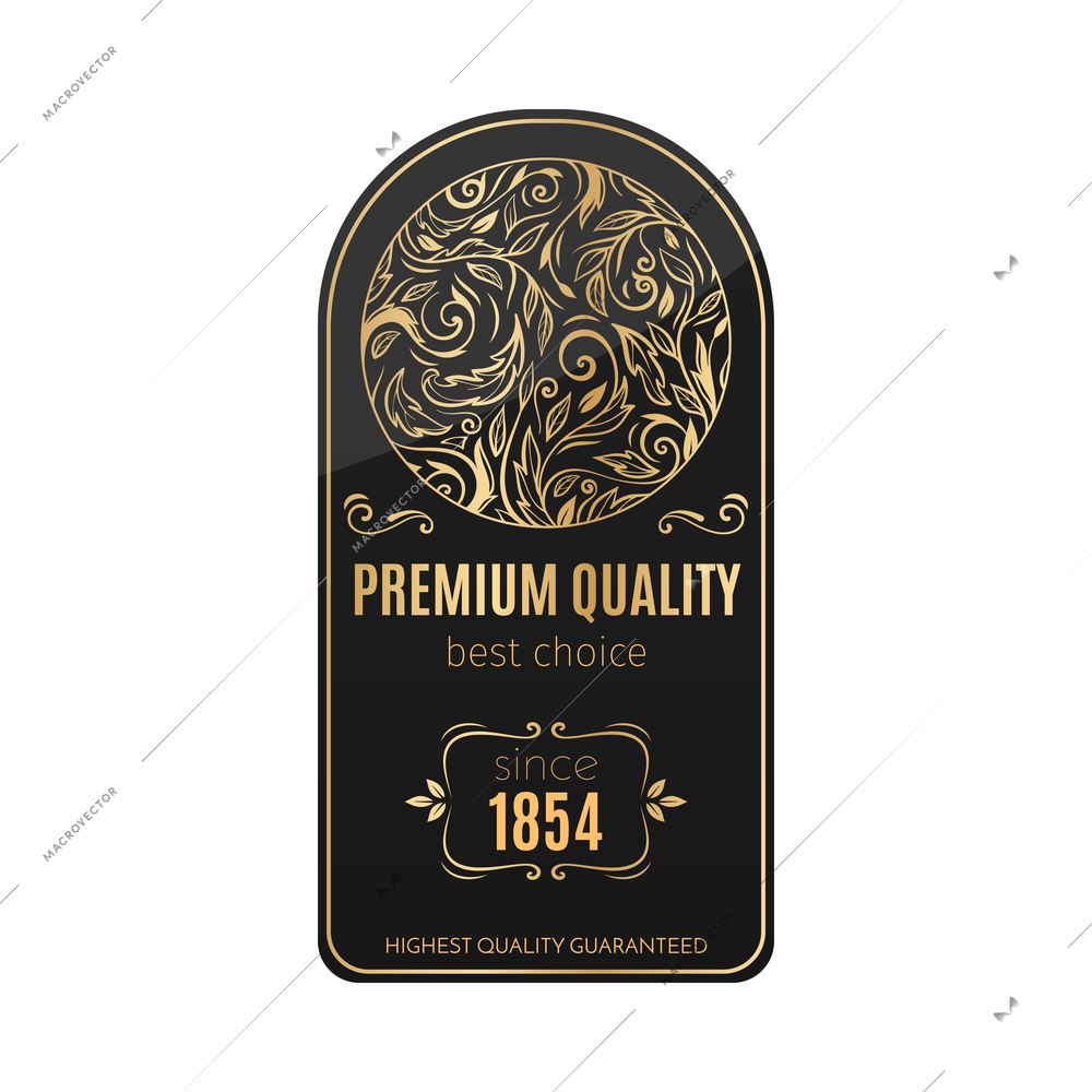 Retro luxury black and golden label composition with isolated sticker for alcoholic beverage drink bottle vector illustration