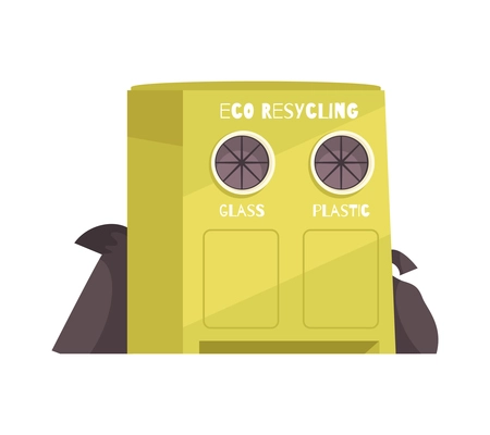 Eco zero waste sorting composition with isolated image of container with two holes for separating garbage vector illustration