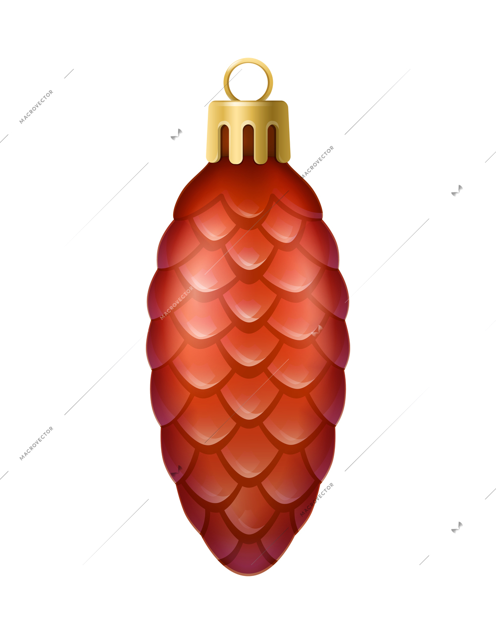 Realistic christmas tree toy composition with cone shaped christmas ornament vector illustration