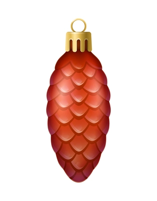 Realistic christmas tree toy composition with cone shaped christmas ornament vector illustration