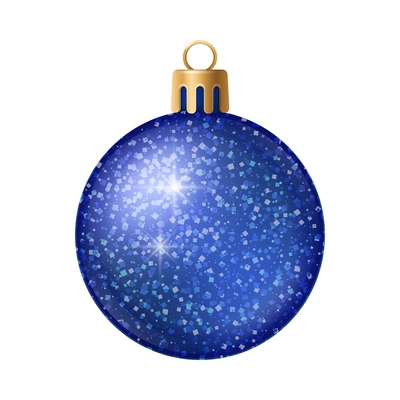 Realistic christmas tree toy composition with ball shaped christmas ornament with spangles vector illustration