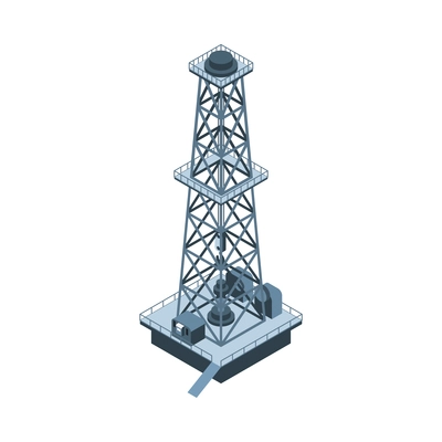 Isometric oil petroleum industry composition with isolated image of oil derrick on blank background vector illustration