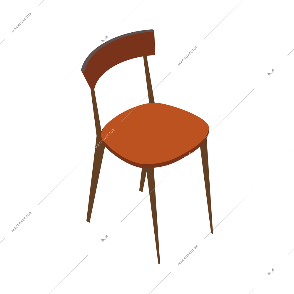 Restaurant and cafeteria interior isometric composition with isolated image of chair vector illustration