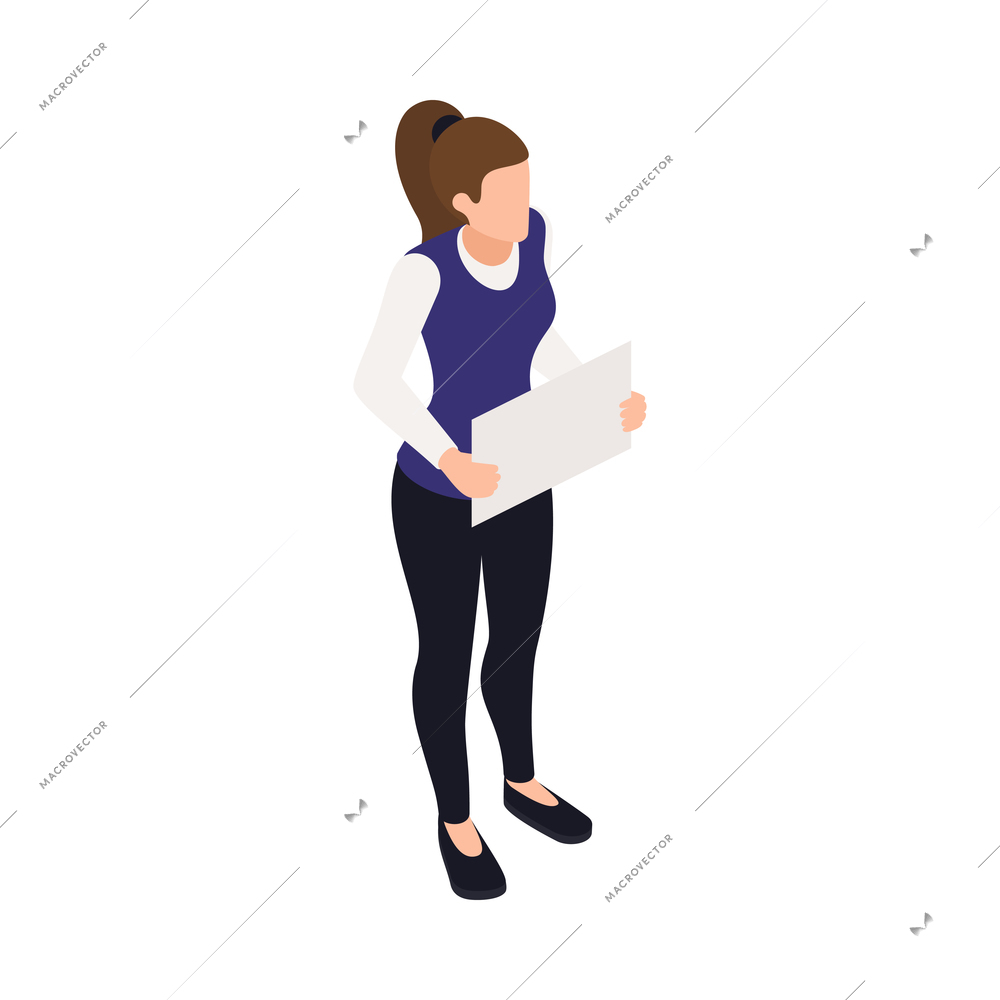 Trade labor union employee right protection composition with isometric person defending their rights holding placard vector illustration