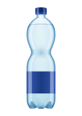 Realistic mineral water bottle composition with isolated image of plastic water bottle on blank background vector illustration