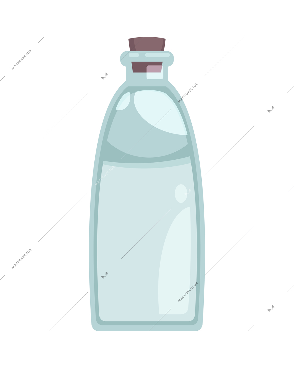 Eco zero waste sorting composition with isolated image of glass bottle of water with cork vector illustration