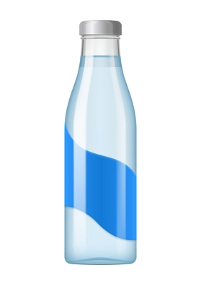 Realistic mineral water bottle composition with isolated image of glass water bottle on blank background vector illustration