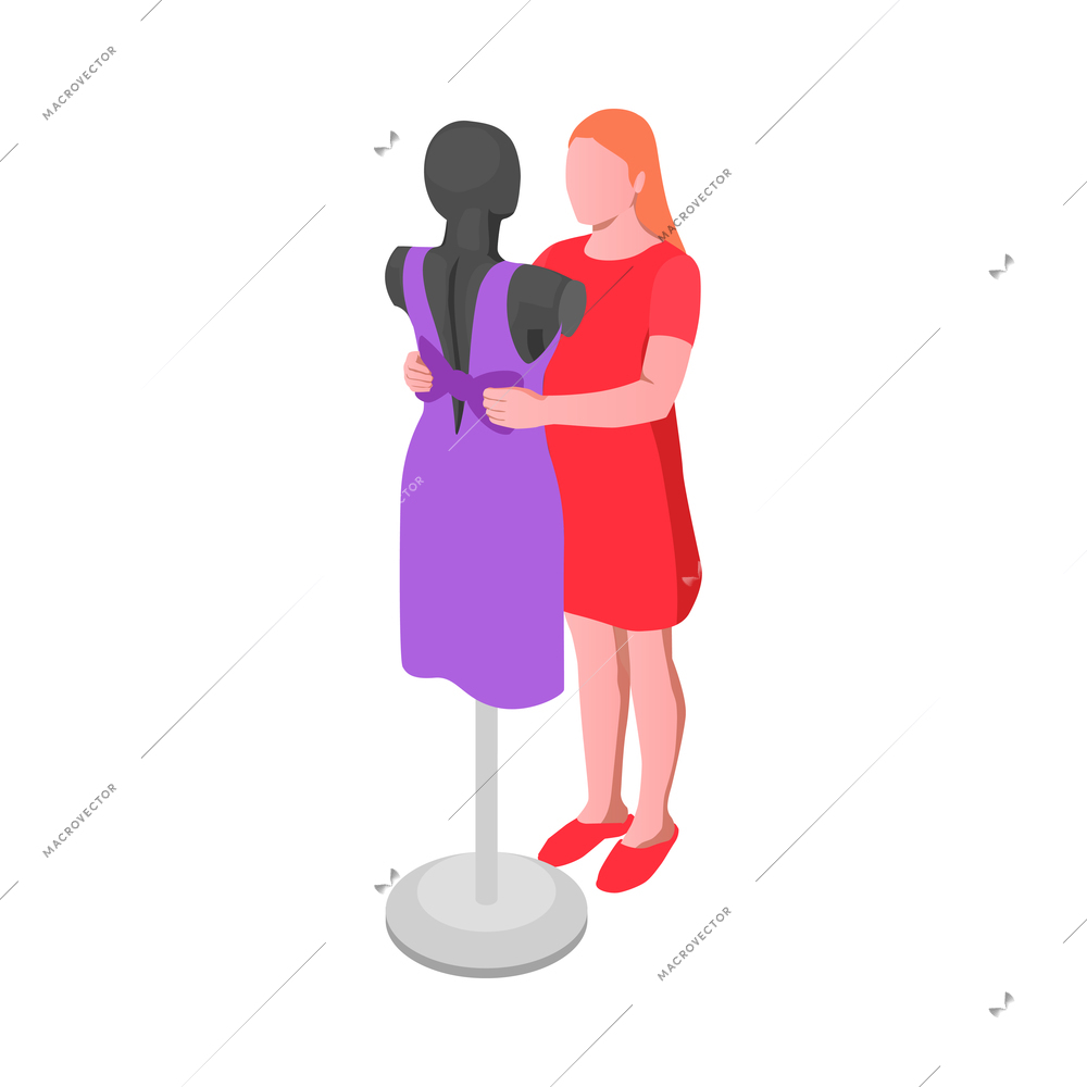 Creative people professions artist isometric composition with faceless female character touching mannequin vector illustration