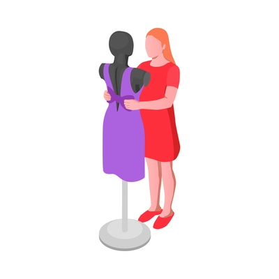 Creative people professions artist isometric composition with faceless female character touching mannequin vector illustration