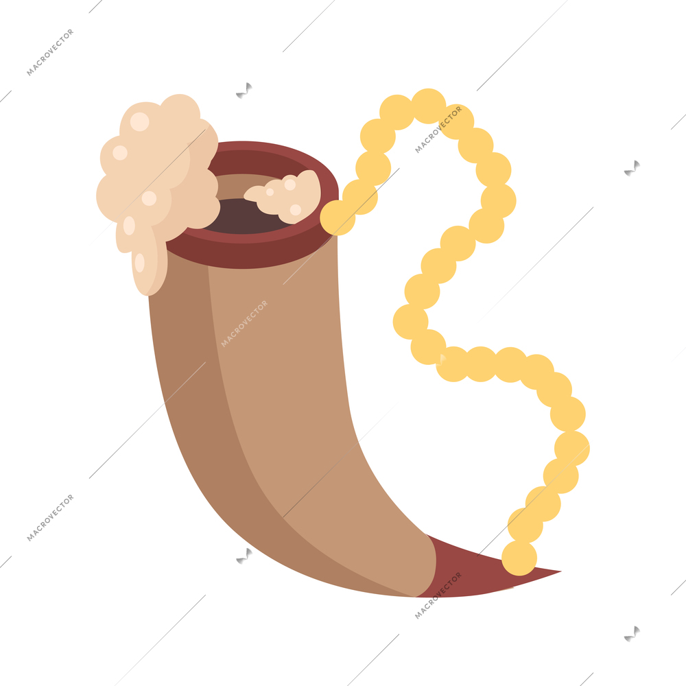 Isometric viking composition with isolated image of drinking horn with foam on blank background vector illustration