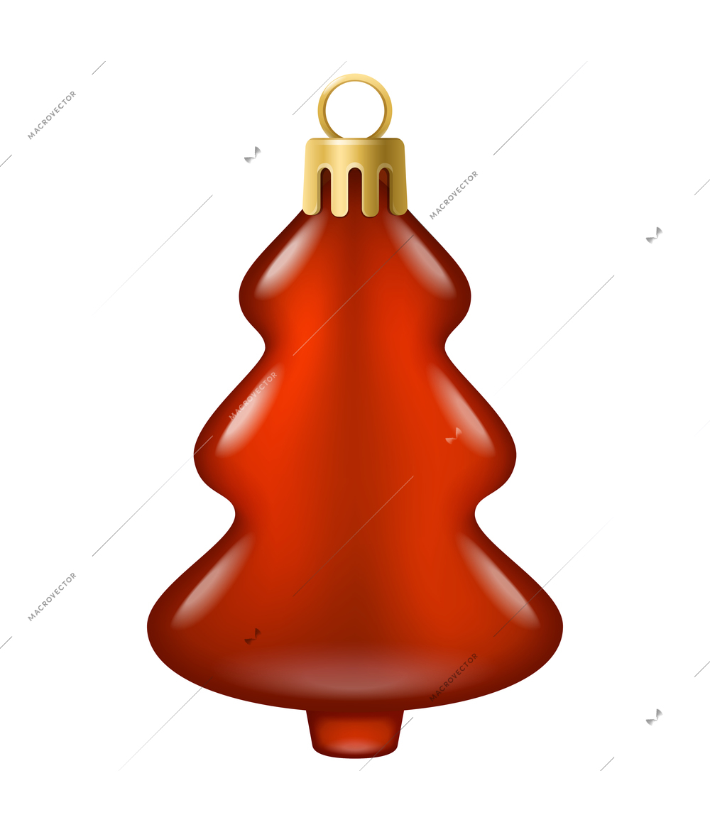 Realistic christmas tree toy composition with new year tree shaped christmas ornament vector illustration