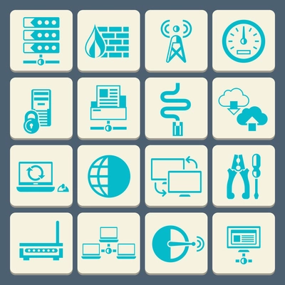 Network data security web control technology flat button icons set isolated vector illustration