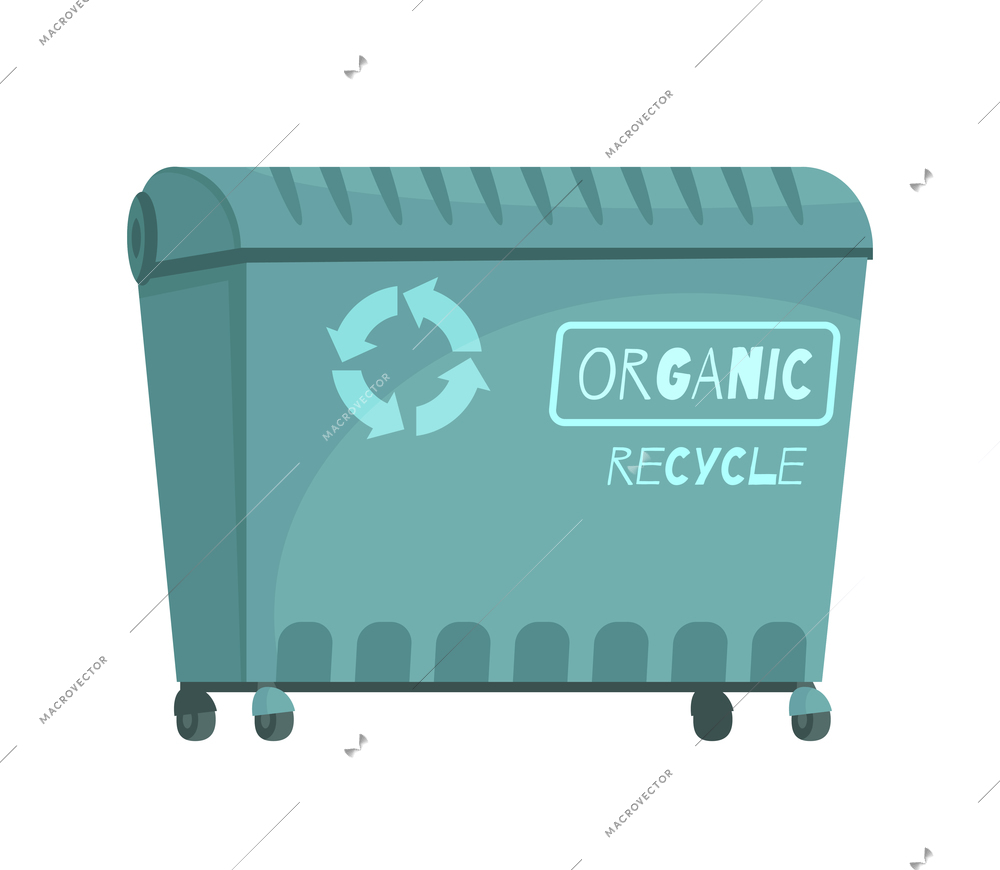 Eco zero waste sorting composition with isolated image of garbage container with recycle sign vector illustration