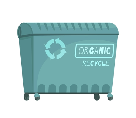 Eco zero waste sorting composition with isolated image of garbage container with recycle sign vector illustration