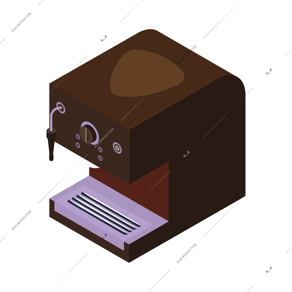 Restaurant and cafeteria interior isometric composition with isolated image of coffee machine vector illustration