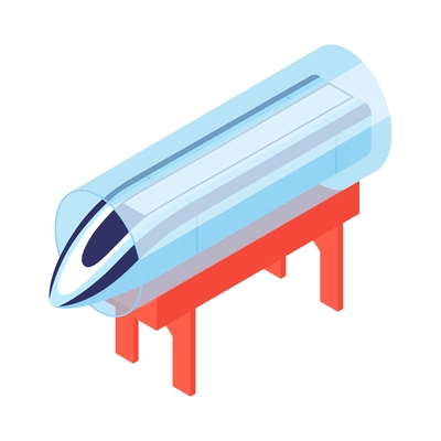 Isometric technologies of future composition with isolated image of highway tube with high speed train vector illustration