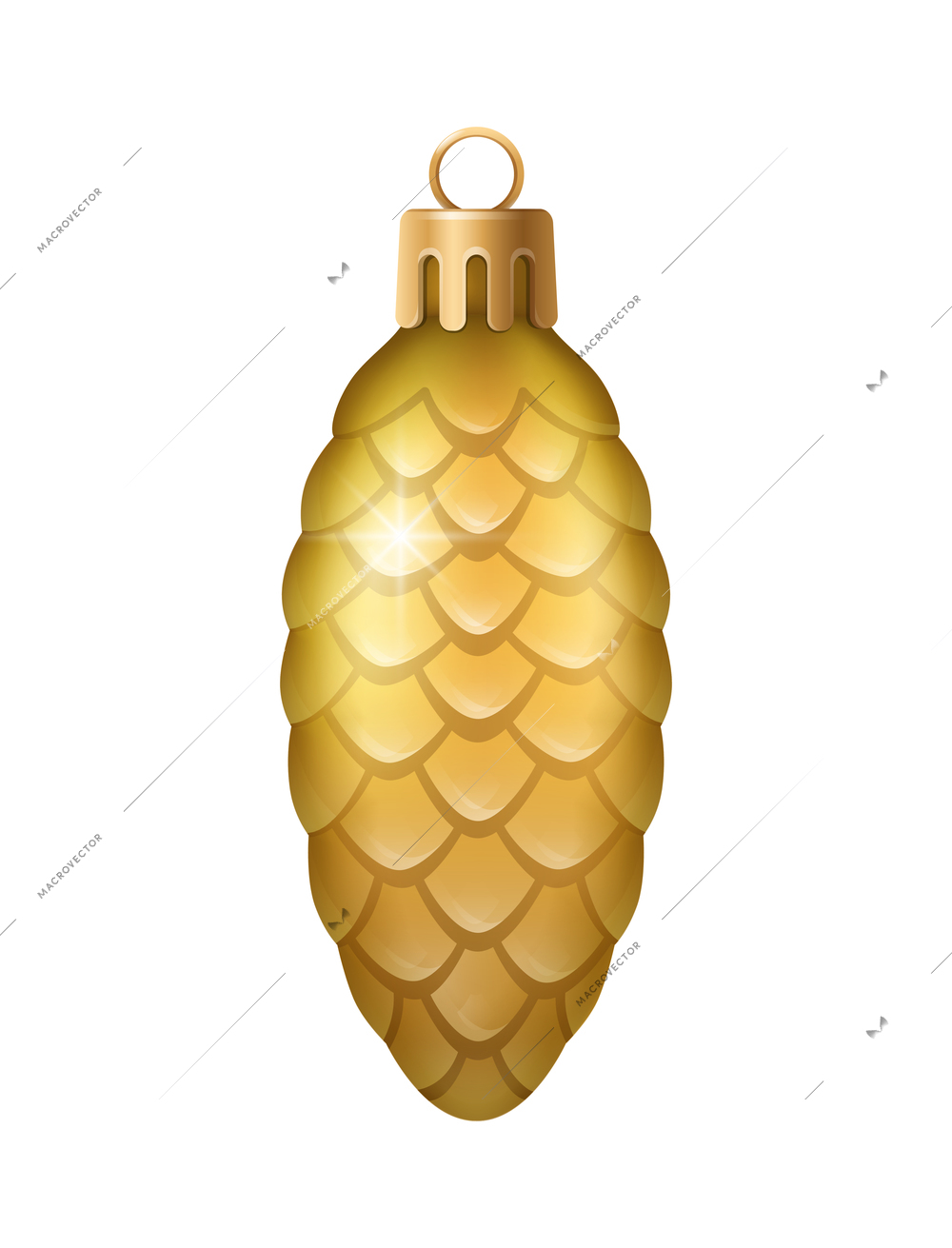 Realistic christmas tree toy composition with cone shaped christmas ornament vector illustration