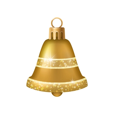 Realistic christmas tree toy composition with bell shaped christmas ornament vector illustration