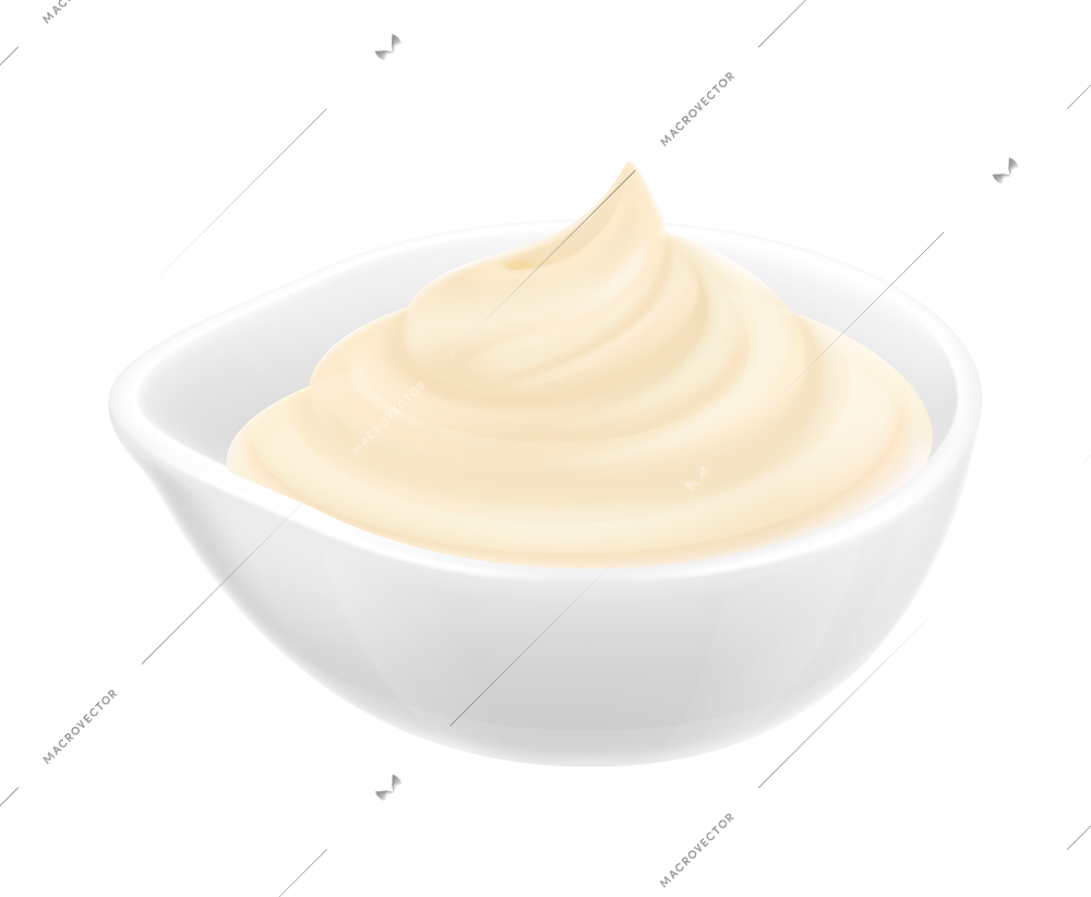 Sauce realistic composition with isolated image of small dish with colorful sauce vector illustration