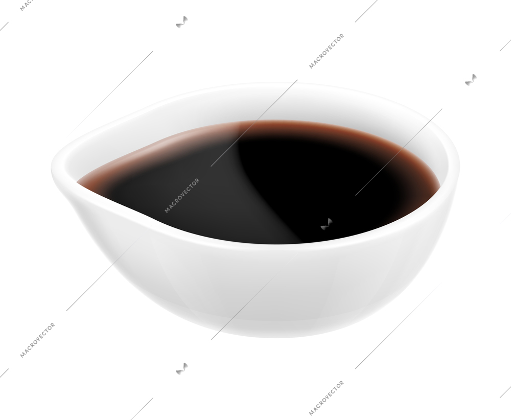 Sauce realistic composition with isolated image of small dish with colorful sauce vector illustration