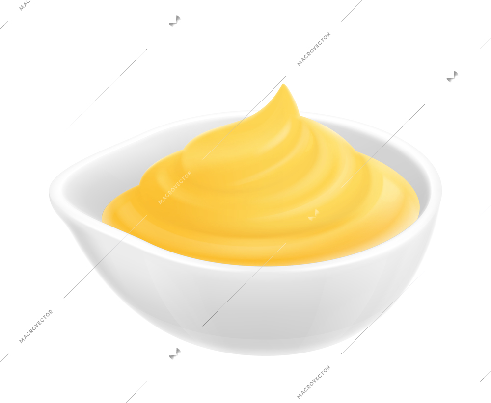 Sauce realistic composition with isolated image of small dish with colorful sauce vector illustration