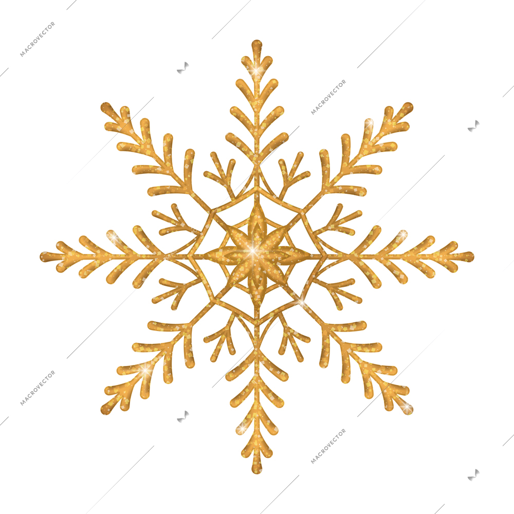 Realistic christmas tree toy composition with snowflake shaped christmas ornament vector illustration