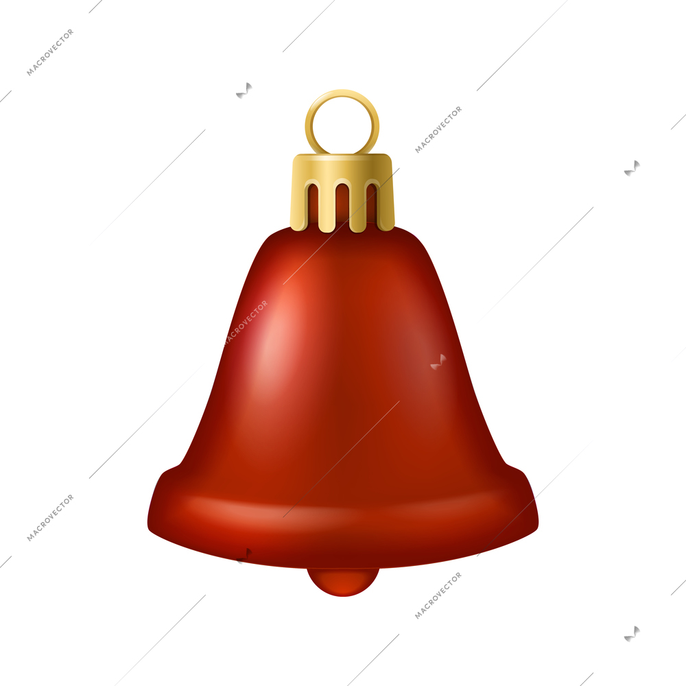 Realistic christmas tree toy composition with bell shaped christmas ornament vector illustration