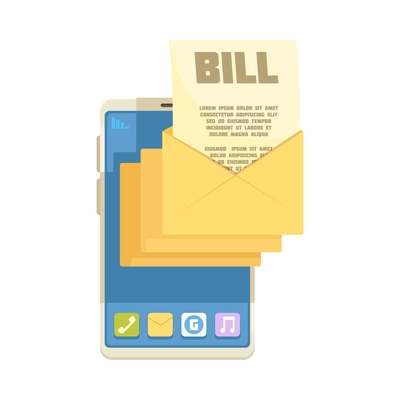 Online mobile bank composition with stack of bills on top of smartphone vector illustration