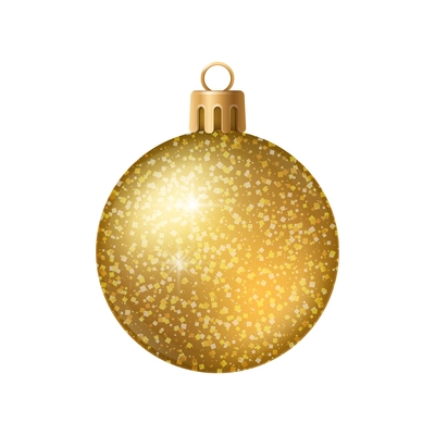 Realistic christmas tree toy composition with ball shaped christmas ornament with spangles vector illustration