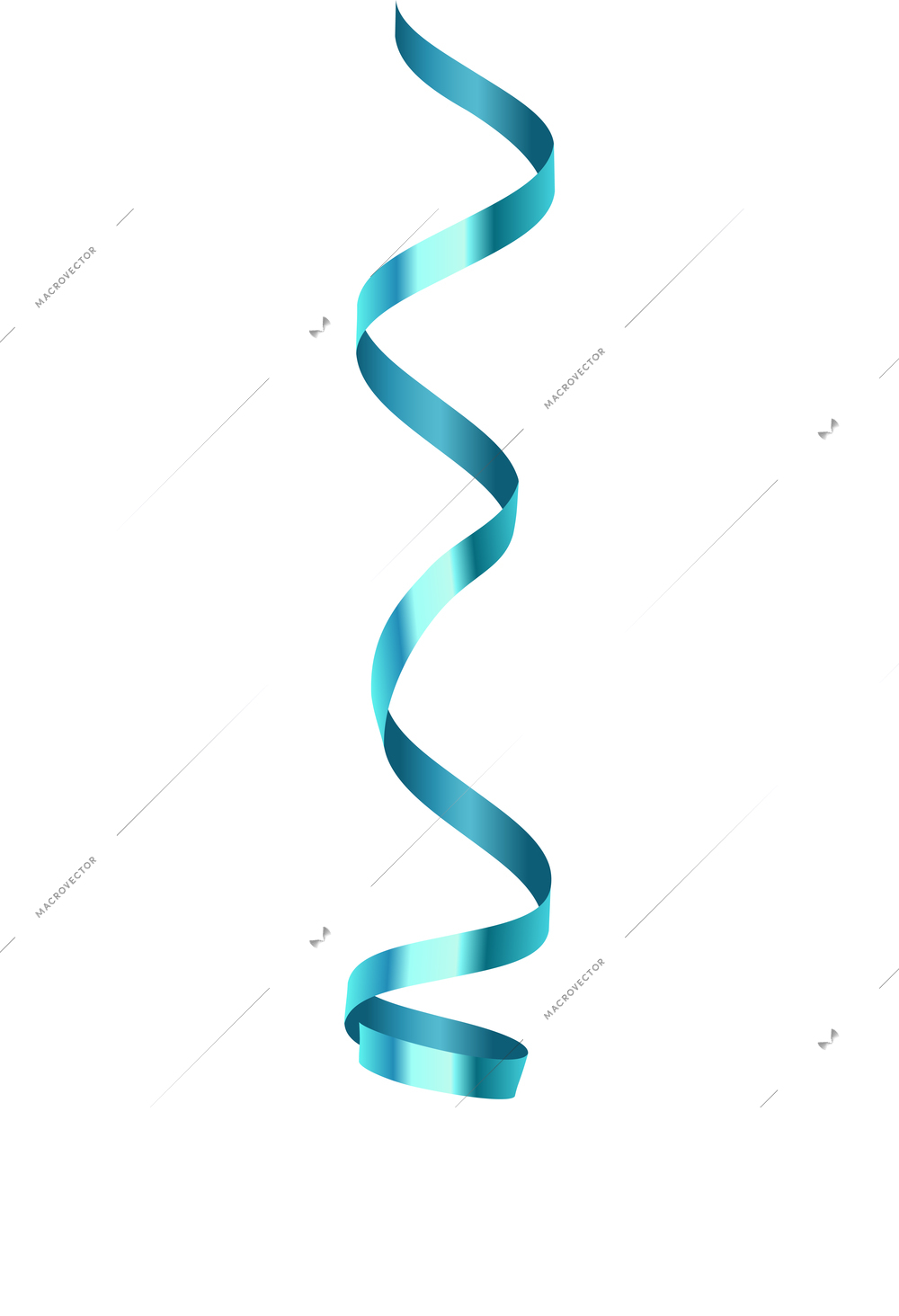 Curled ribbons serpentine realistic composition with isolated image of shiny festive decoration vector illustration