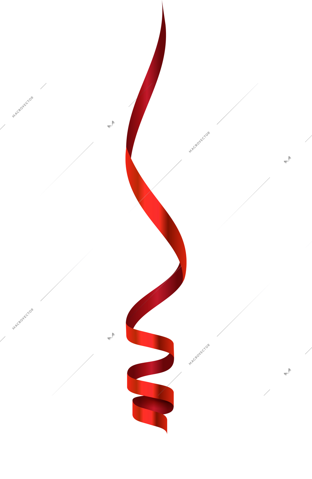 Curled ribbons serpentine realistic composition with isolated image of shiny festive decoration vector illustration
