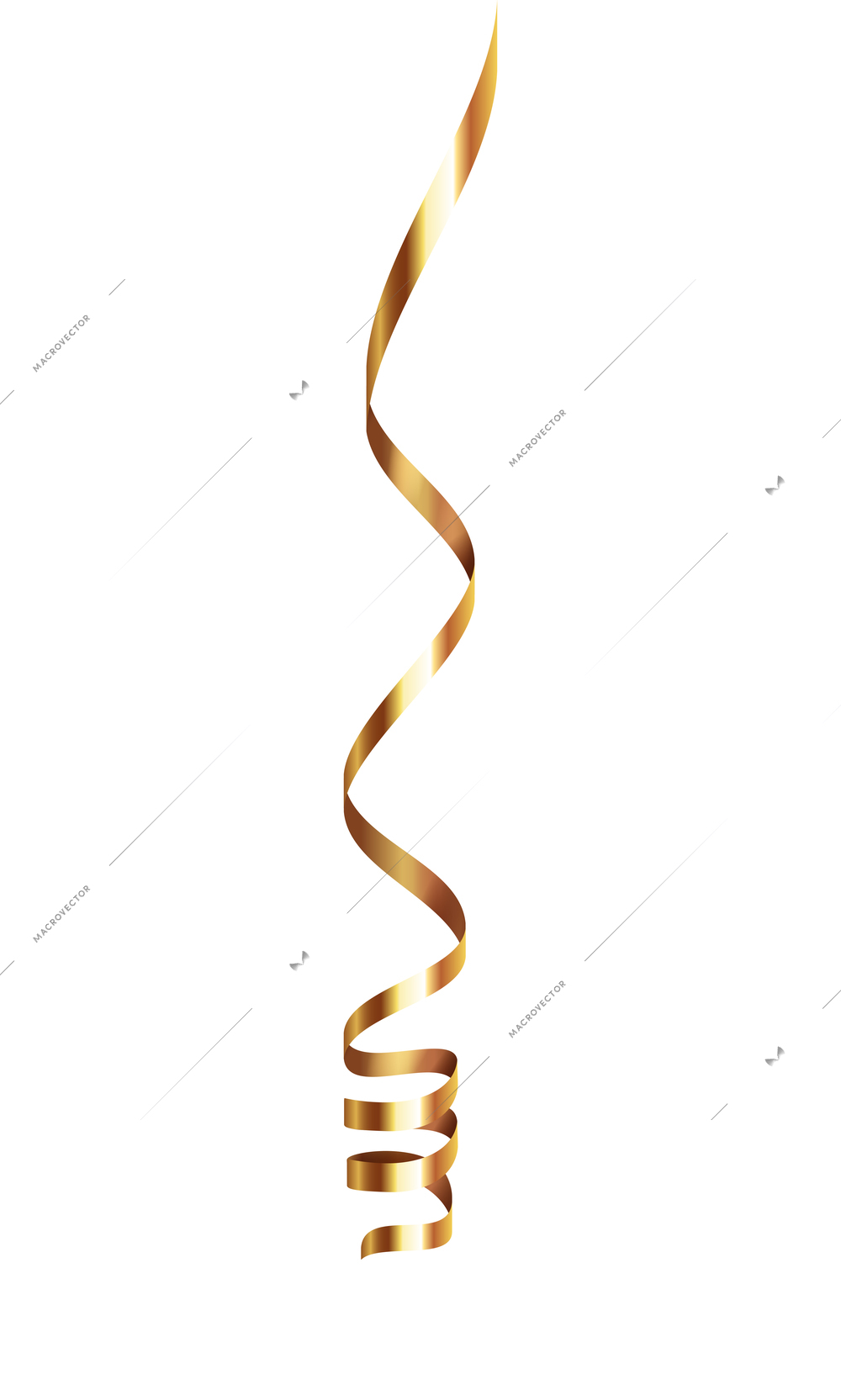 Curled ribbons serpentine realistic composition with isolated image of shiny festive decoration vector illustration