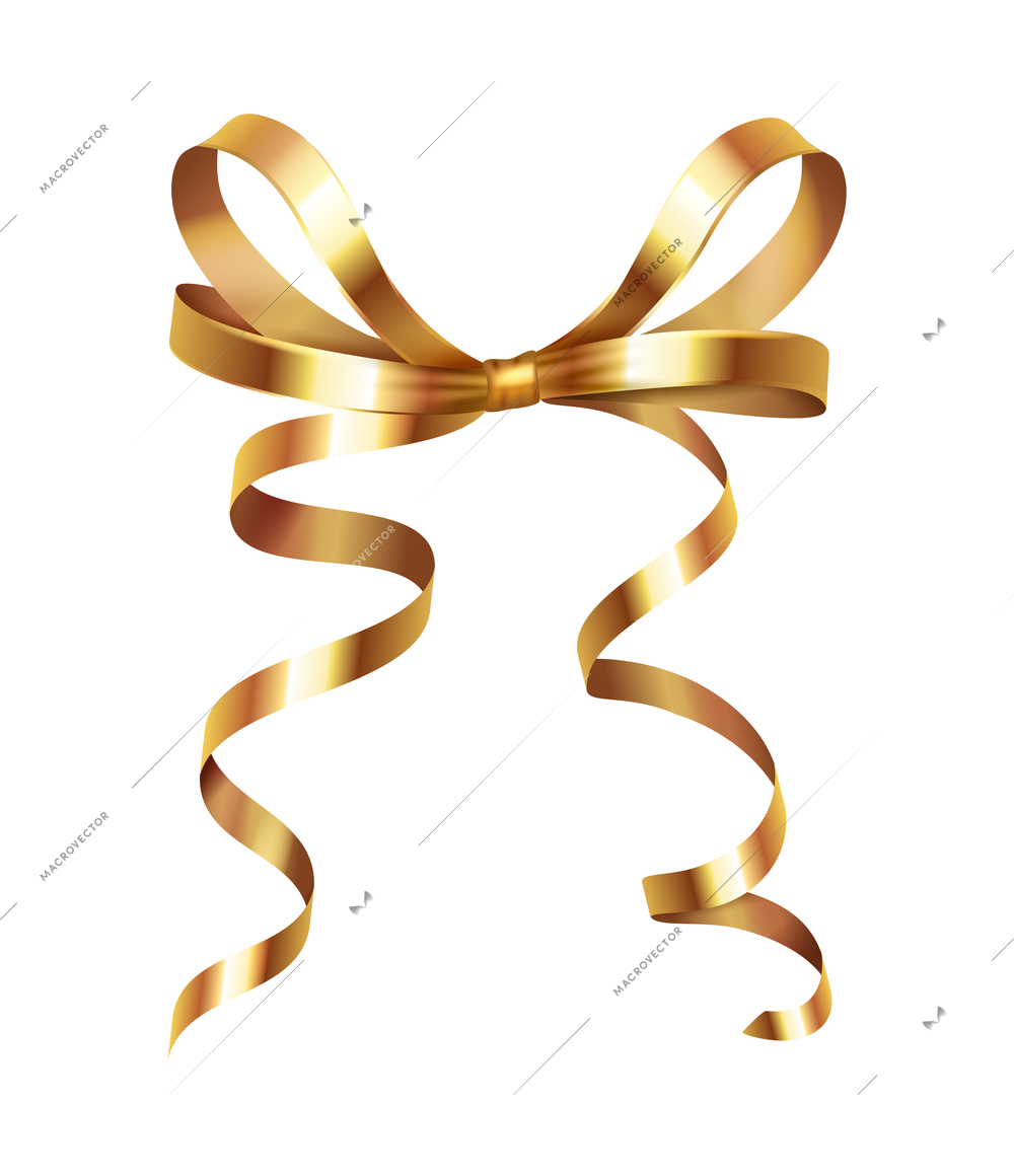 Curled ribbons serpentine realistic composition with isolated image of shiny festive decoration vector illustration