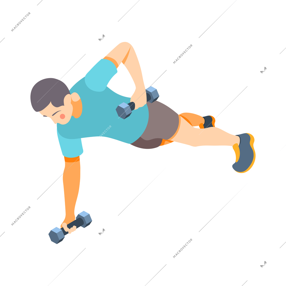 Cardio activity isometric composition with human character in sportswear performing cardio workout vector illustration