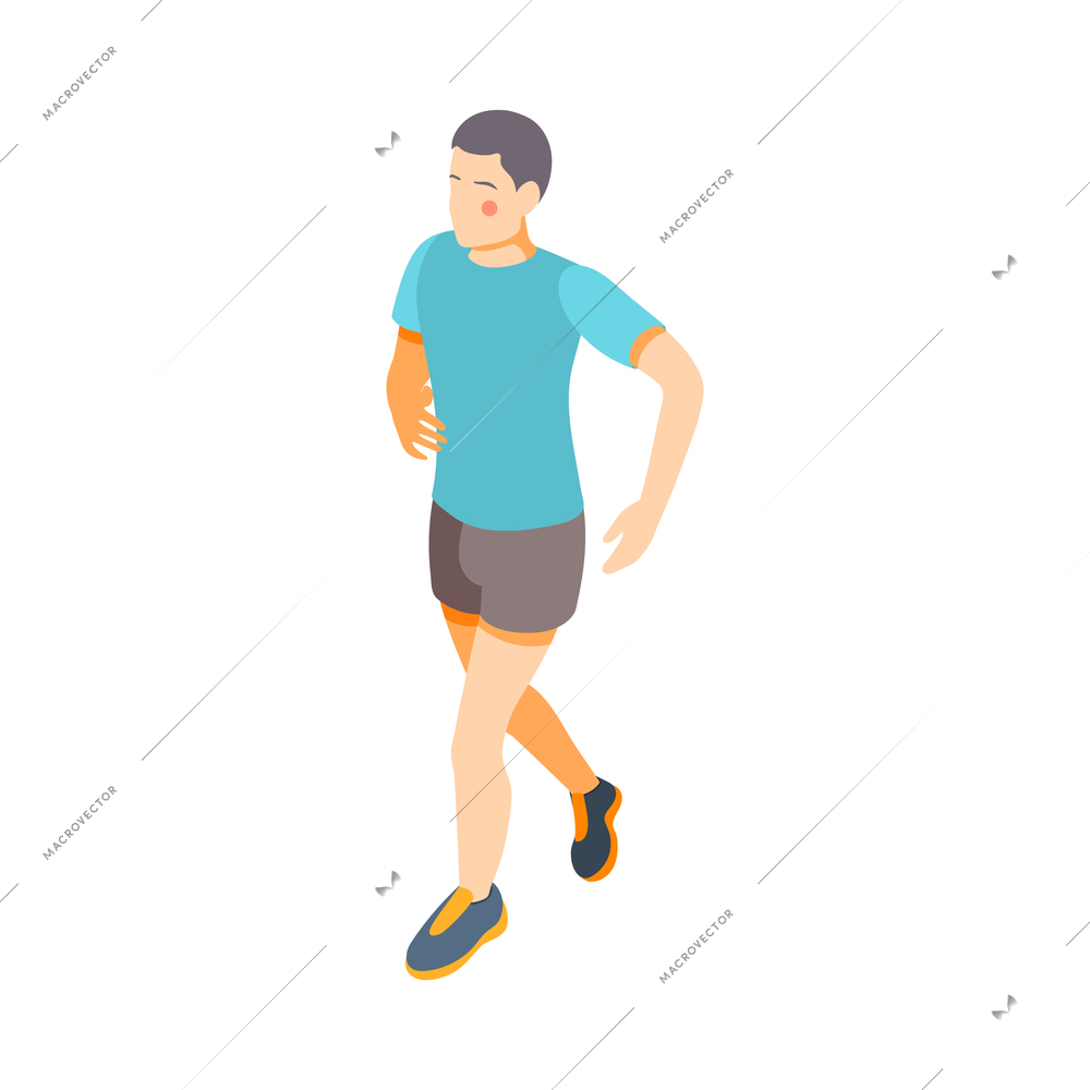 Cardio activity isometric composition with human character in sportswear performing cardio workout vector illustration