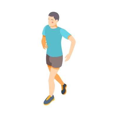 Cardio activity isometric composition with human character in sportswear performing cardio workout vector illustration