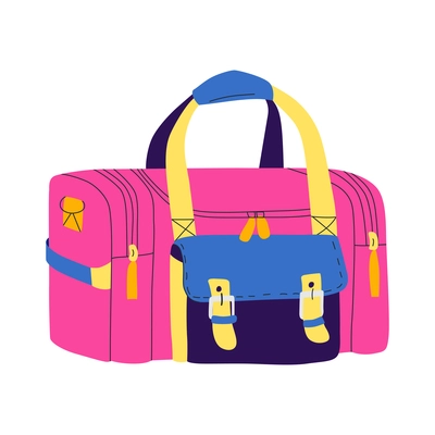 Hand luggage travel bags baggage composition with isolated image of colorful bag vector illustration