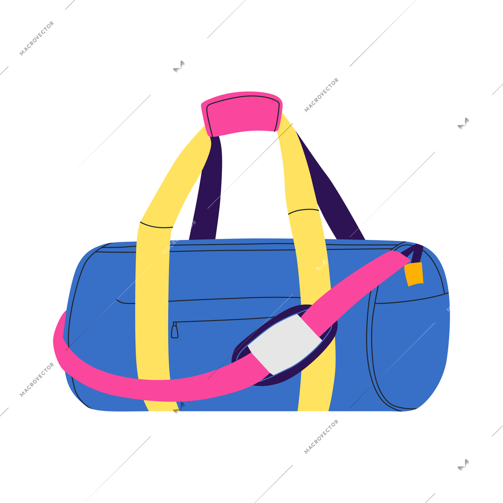 Hand luggage travel bags baggage composition with isolated image of colorful bag vector illustration