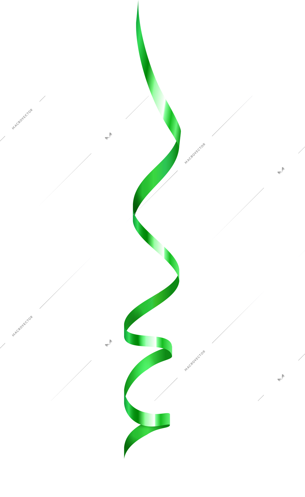 Curled ribbons serpentine realistic composition with isolated image of shiny festive decoration vector illustration