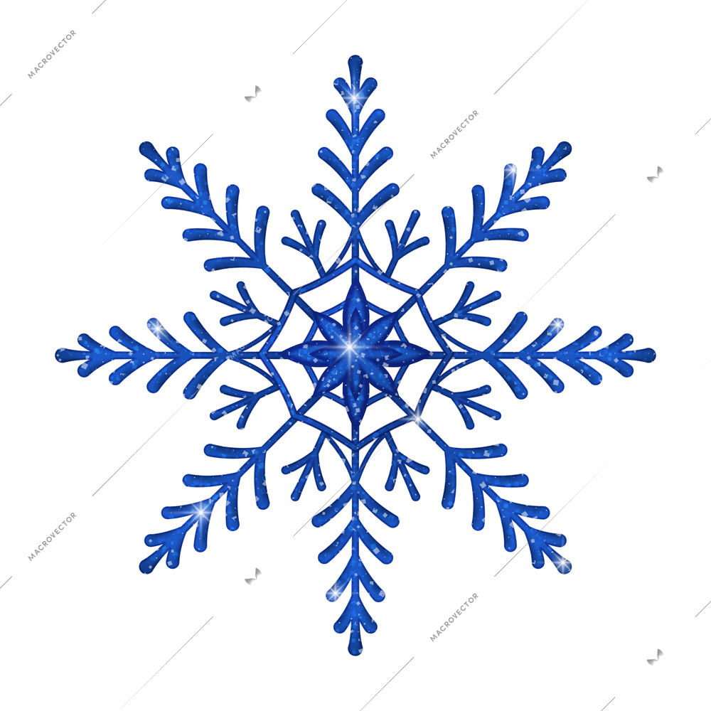 Realistic christmas tree toy composition with snowflake shaped christmas ornament vector illustration