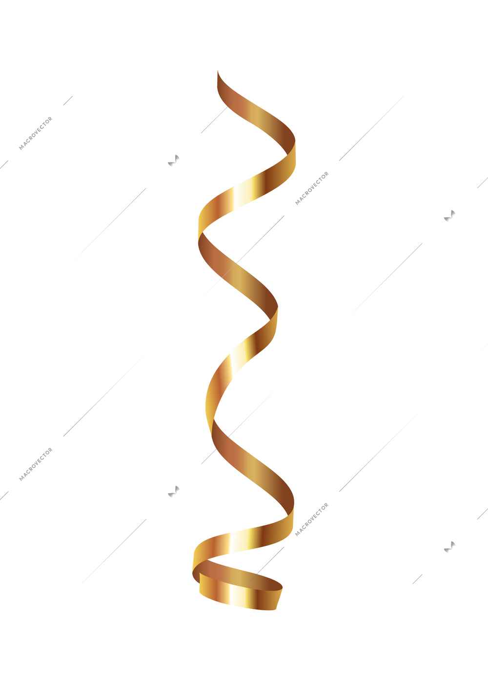 Curled ribbons serpentine realistic composition with isolated image of shiny festive decoration vector illustration