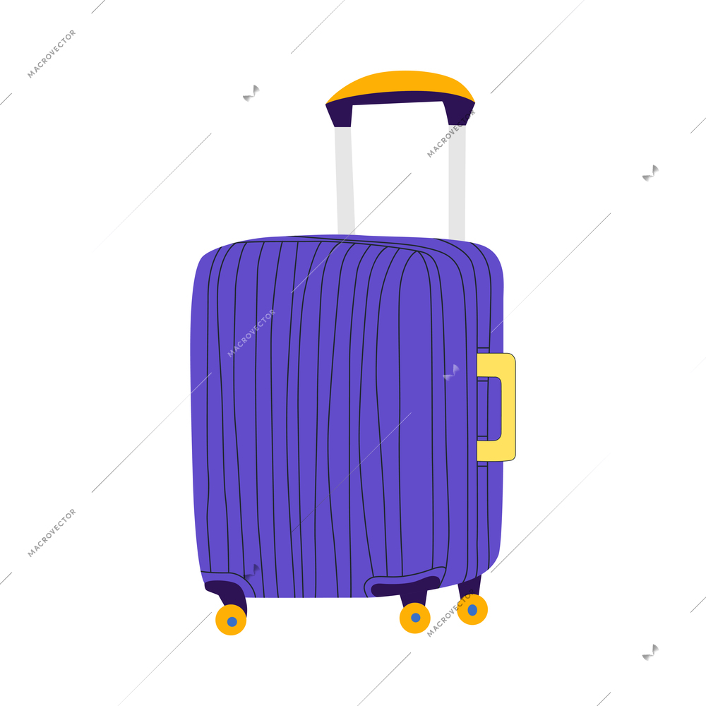 Hand luggage travel bags baggage composition with isolated image of colorful suitcase vector illustration