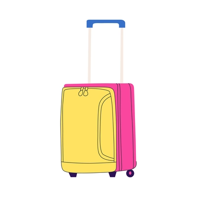 Hand luggage travel bags baggage composition with isolated image of colorful suitcase vector illustration